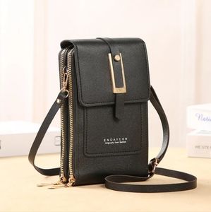 Soft Leather Wallets Touch Screen CellPhone Purse CrossbodyShoulderStrap Handbag